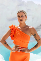 In These Moments One Shoulder Maxi Dress Orange