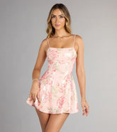 Makenna Floral Sequin A-Line Mini Dress